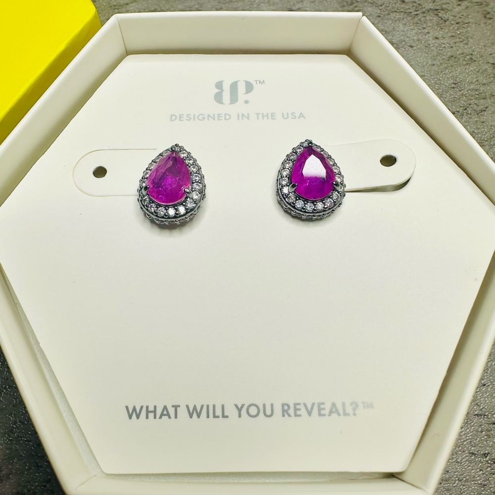 Bomb Party Pink Teardrop Halo Earrings - Picture 2 of 3